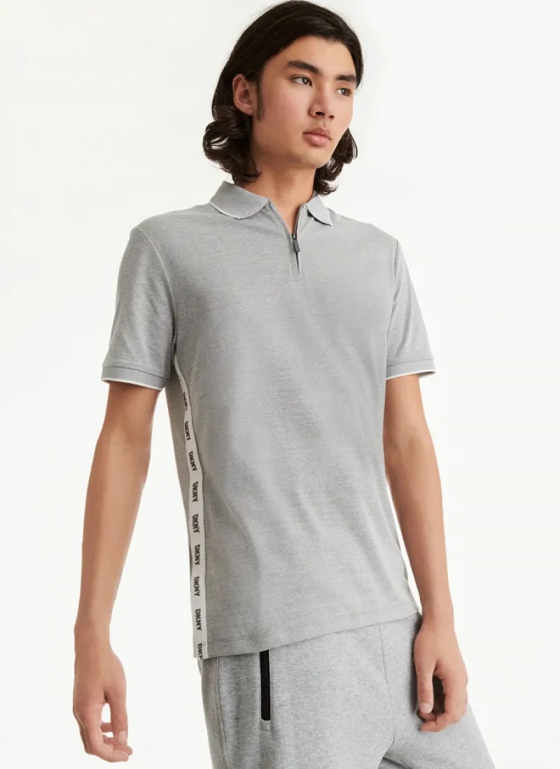 Grey Men\'s Dkny Quarter Zip Sport Polo Shirts | 0613MCUDR