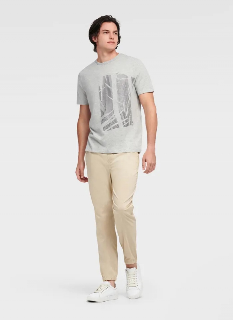 Grey Men's Dkny Views Graphic T Shirts | 8593TLHQX