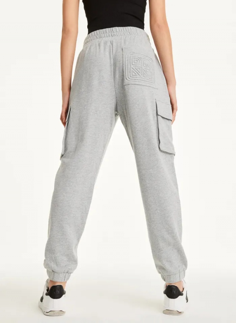 Grey Women's Dkny Cotton Jersey Cargo Jogger Pants | 4530SMAVO