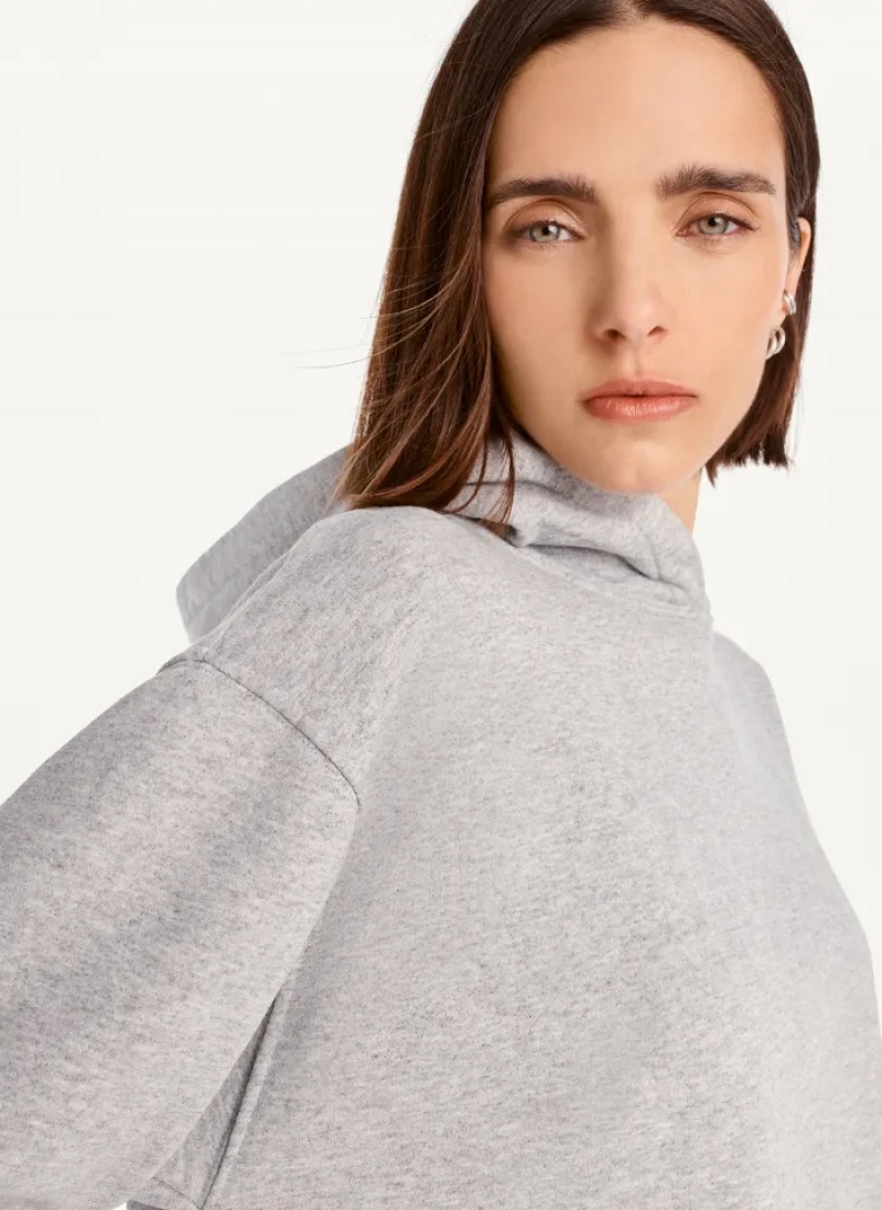 Grey Women's Dkny Cropped Boyfriend Hoodie | 3429UHLOJ