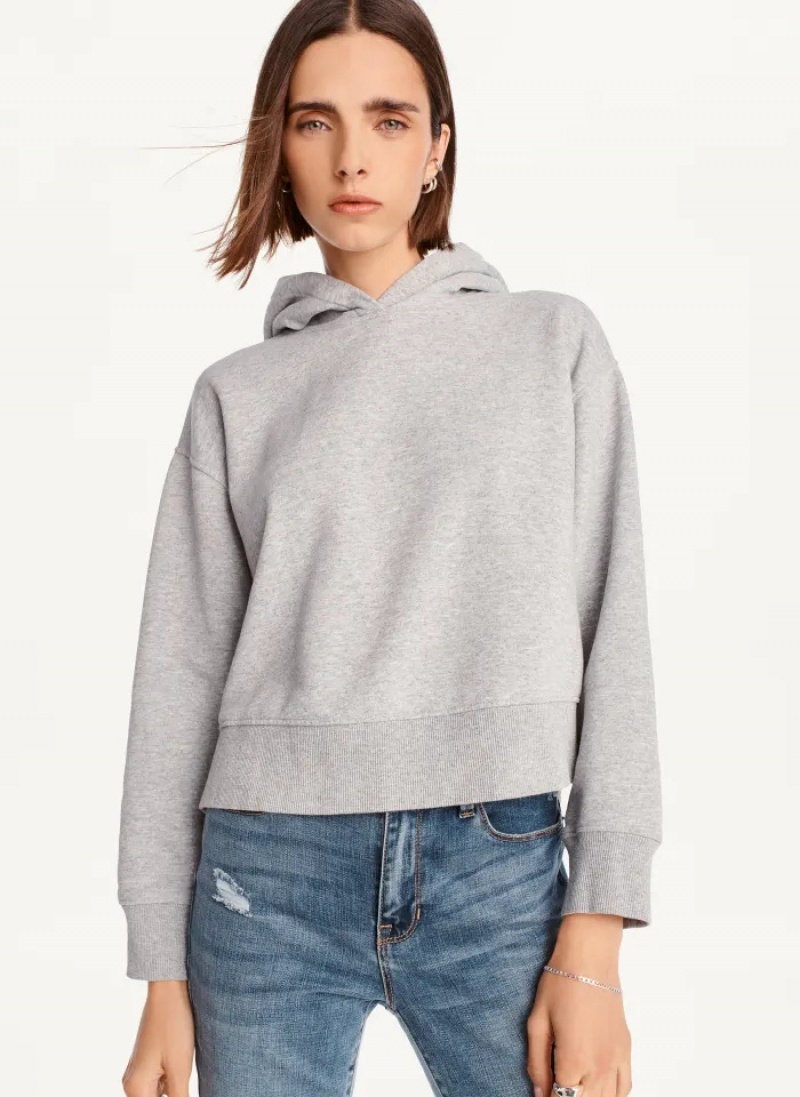 Grey Women\'s Dkny Cropped Boyfriend Hoodie | 3429UHLOJ