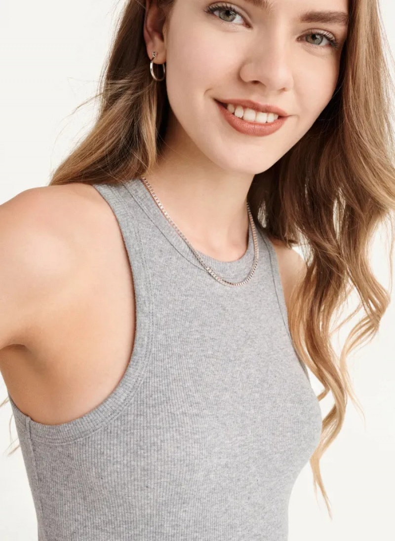 Grey Women's Dkny High Neck Tank Bodysuit | 4570ZDOEW