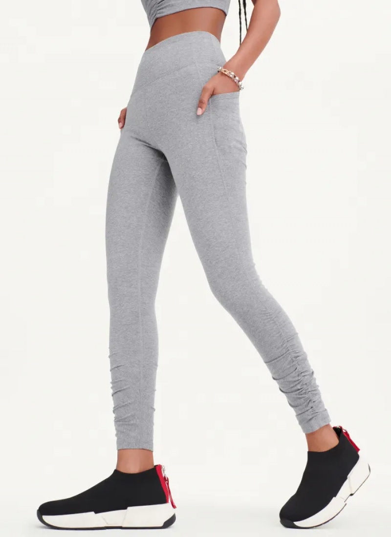 Grey Women's Dkny High Waist + Ruched Details Leggings | 3160FGUJC