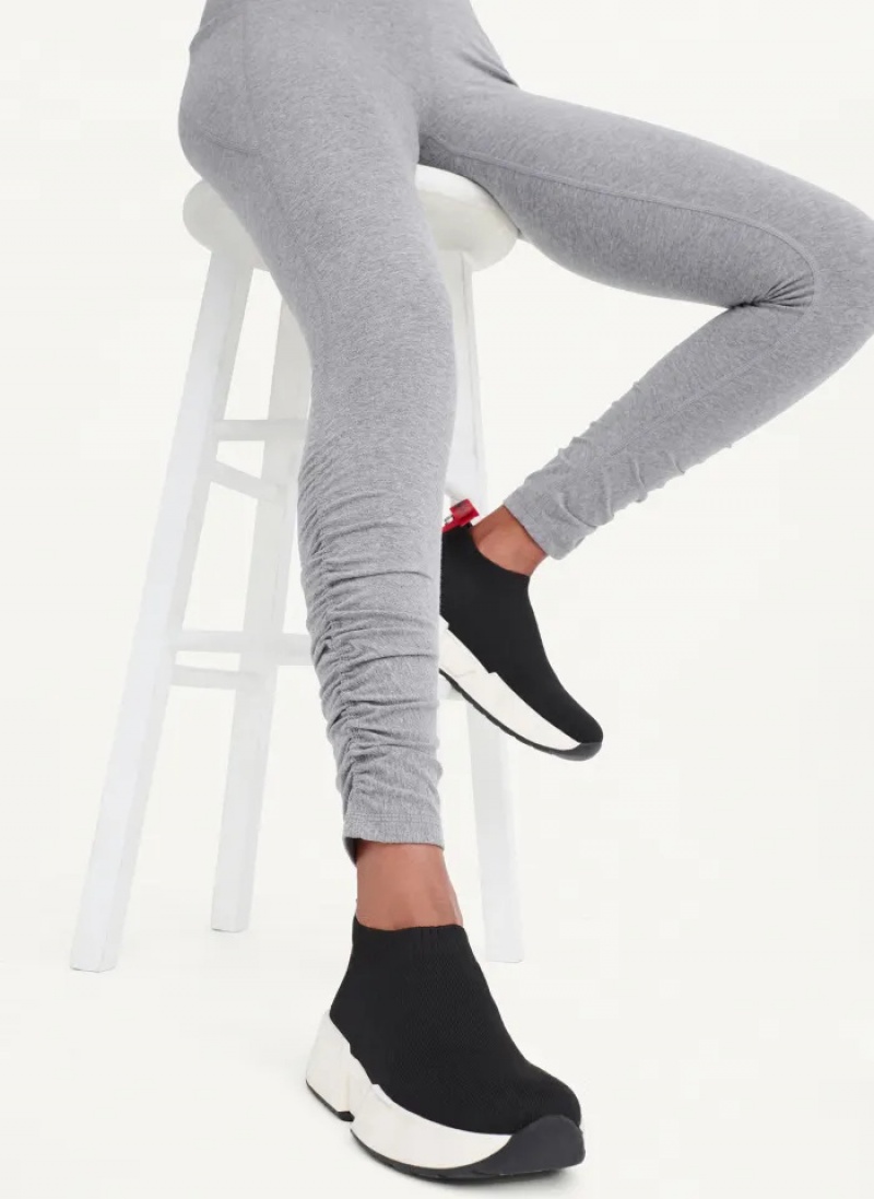 Grey Women's Dkny High Waist + Ruched Details Leggings | 3160FGUJC