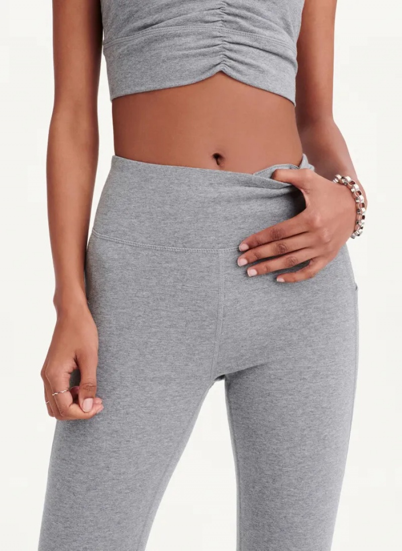 Grey Women's Dkny High Waist + Ruched Details Leggings | 3160FGUJC