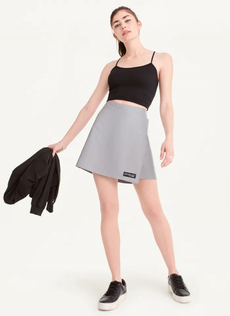 Grey Women's Dkny Reflective Wrap Skirt | 8652IGCWX