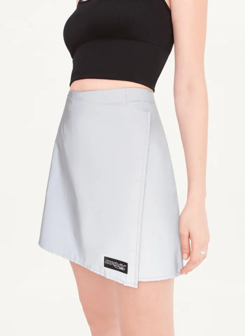 Grey Women's Dkny Reflective Wrap Skirt | 8652IGCWX