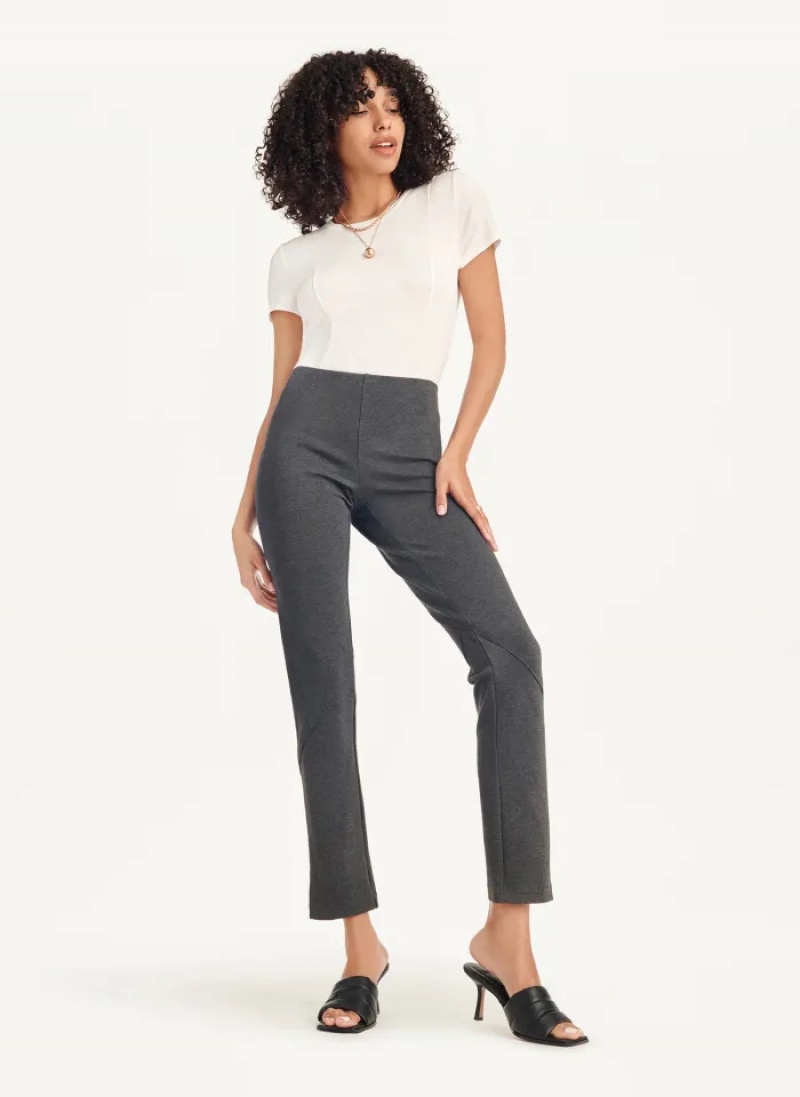 Grey Women's Dkny Slim Seamed & Side Slit Pants | 9381BNHRJ