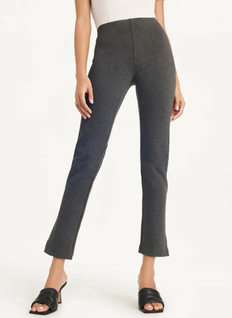 Grey Women's Dkny Slim Seamed & Side Slit Pants | 9381BNHRJ