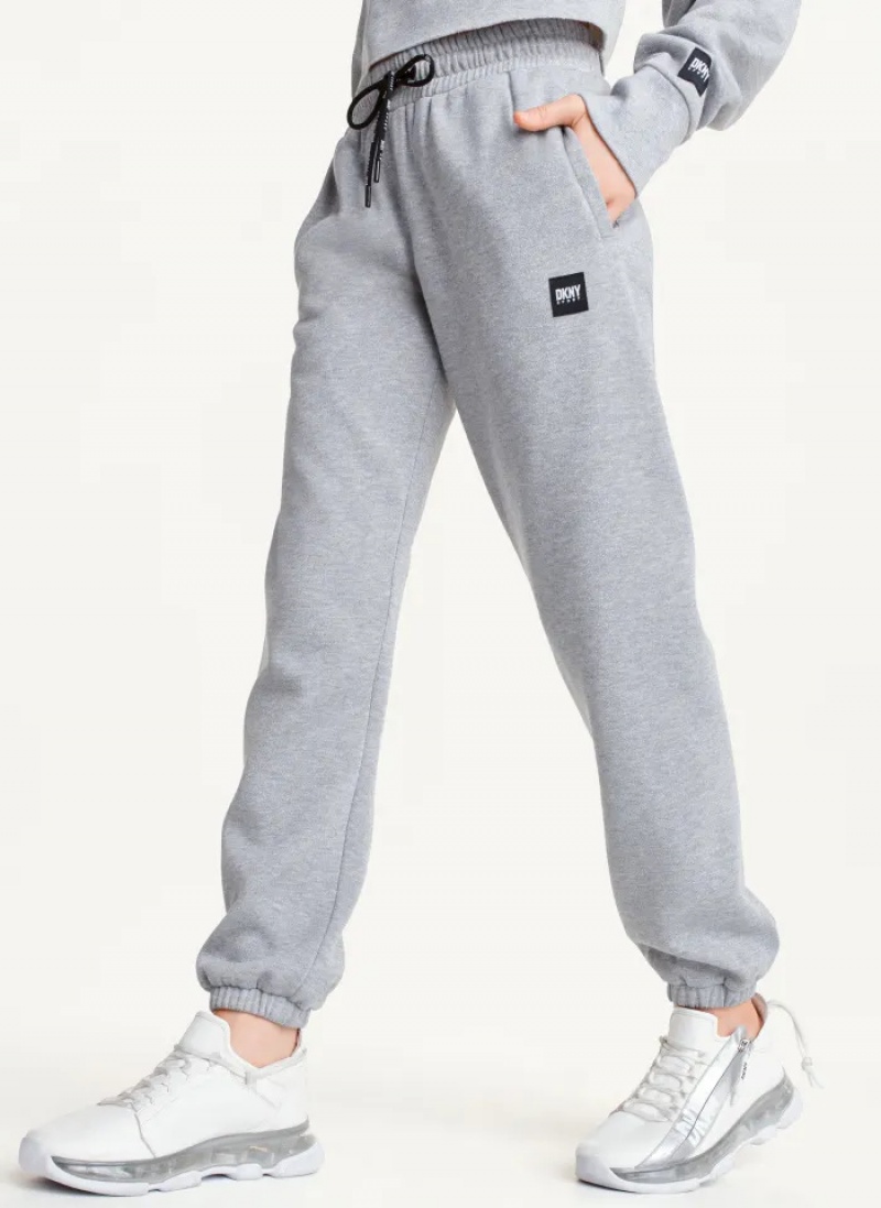 Grey Women\'s Dkny Sparkle Fleece High Waist Pants | 6124GYSFT