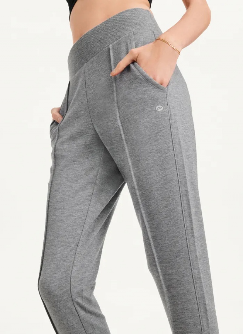 Grey Women's Dkny Yoga Terry Pintuck Jogger Pants | 9635UPYFZ