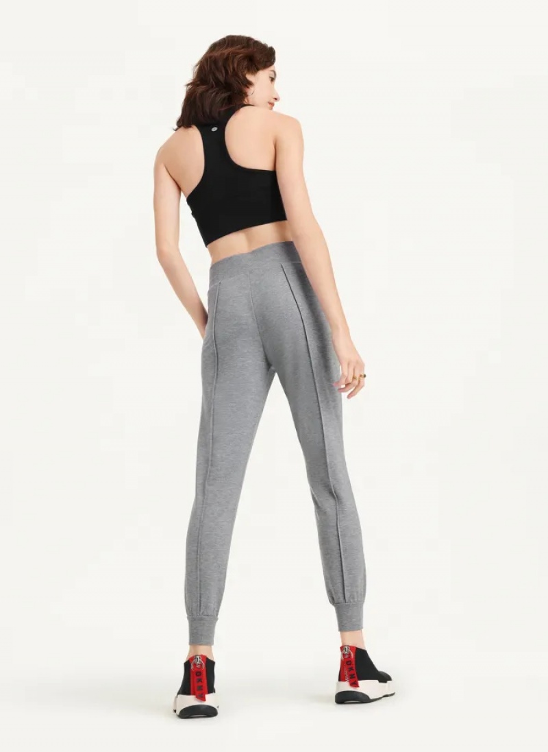 Grey Women's Dkny Yoga Terry Pintuck Jogger Pants | 9635UPYFZ