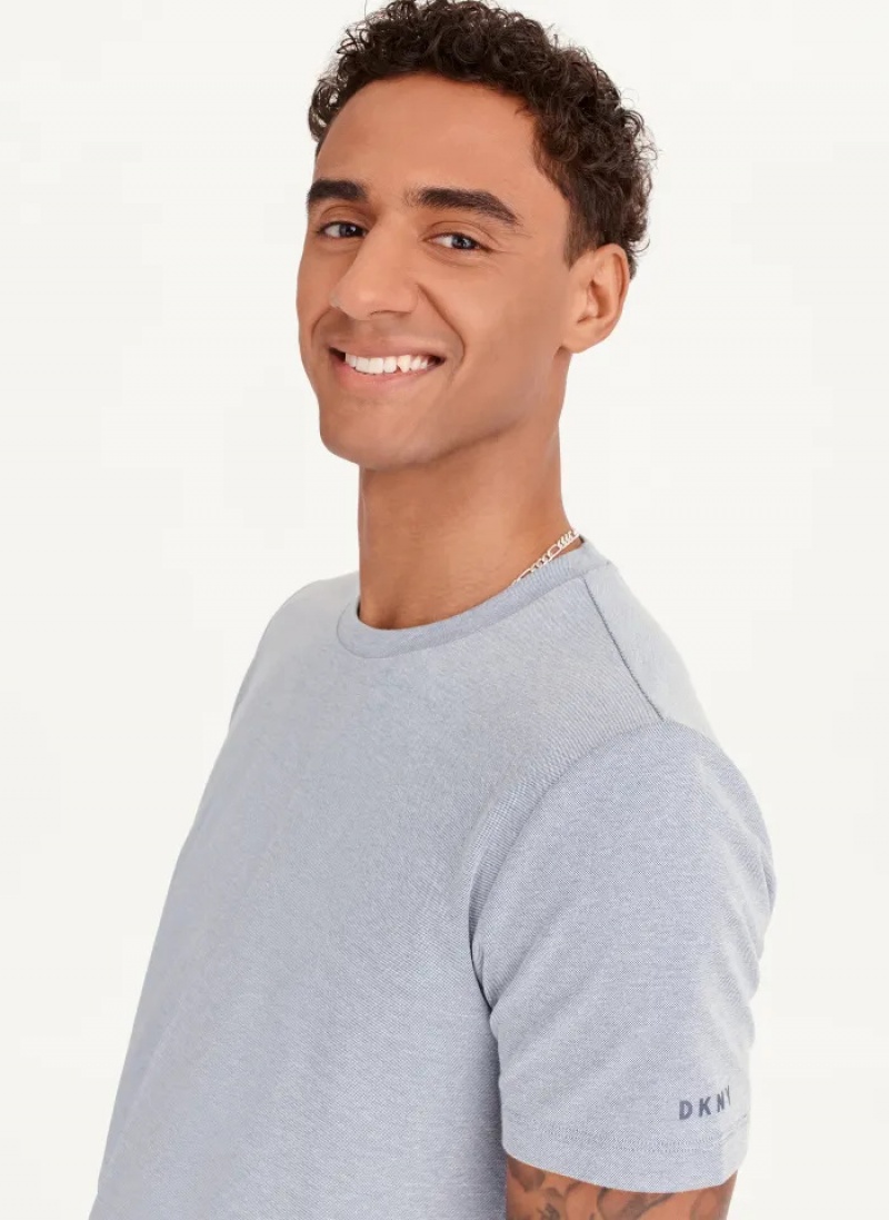 Indigo Men's Dkny Cotton Poly Pique T Shirts | 8170YKOMB