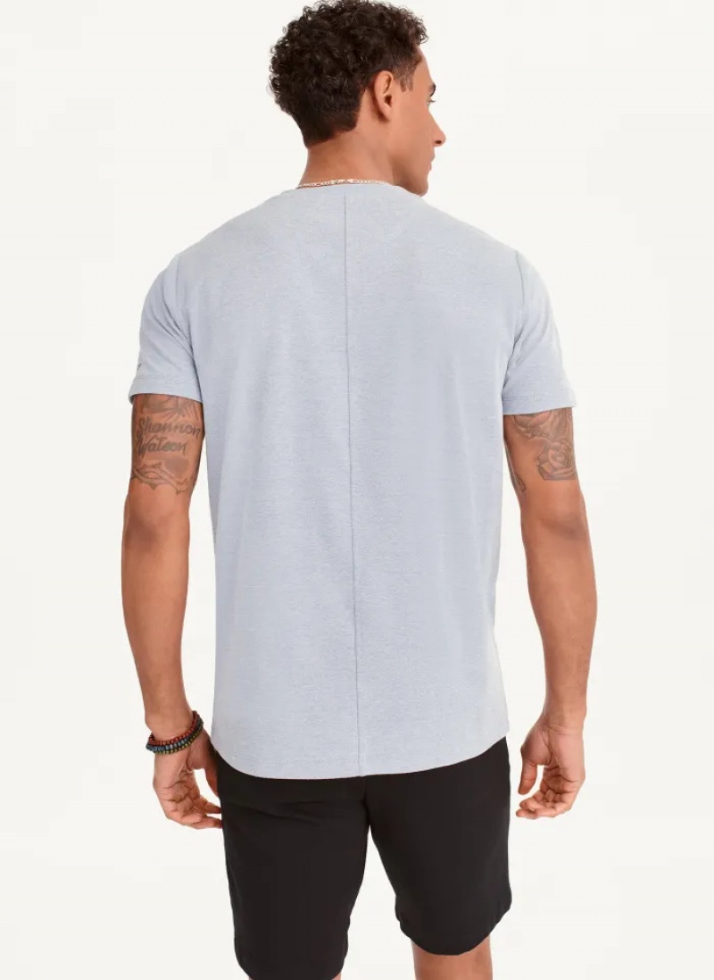 Indigo Men's Dkny Cotton Poly Pique T Shirts | 8170YKOMB