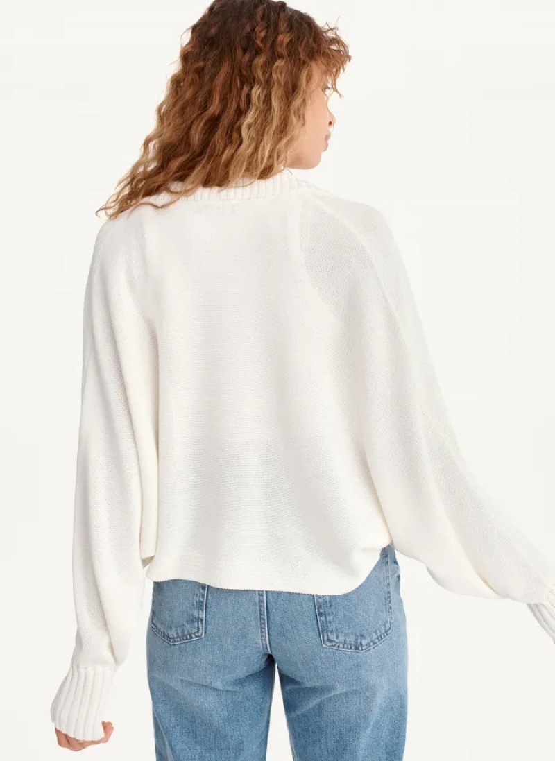 Ivory Women's Dkny Long Sleeve Cropped Cardigan Sweaters | 1823OCAHI