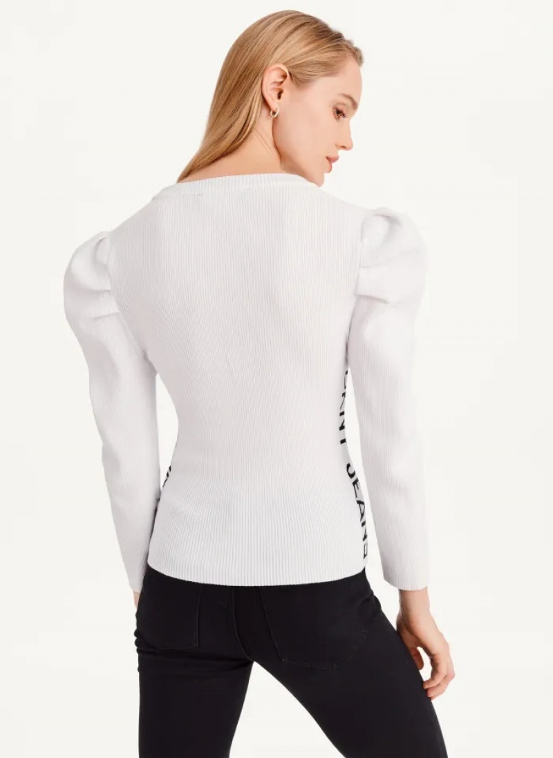 Ivory Women's Dkny Puff Sleeve Sweaters | 4351CXOMU