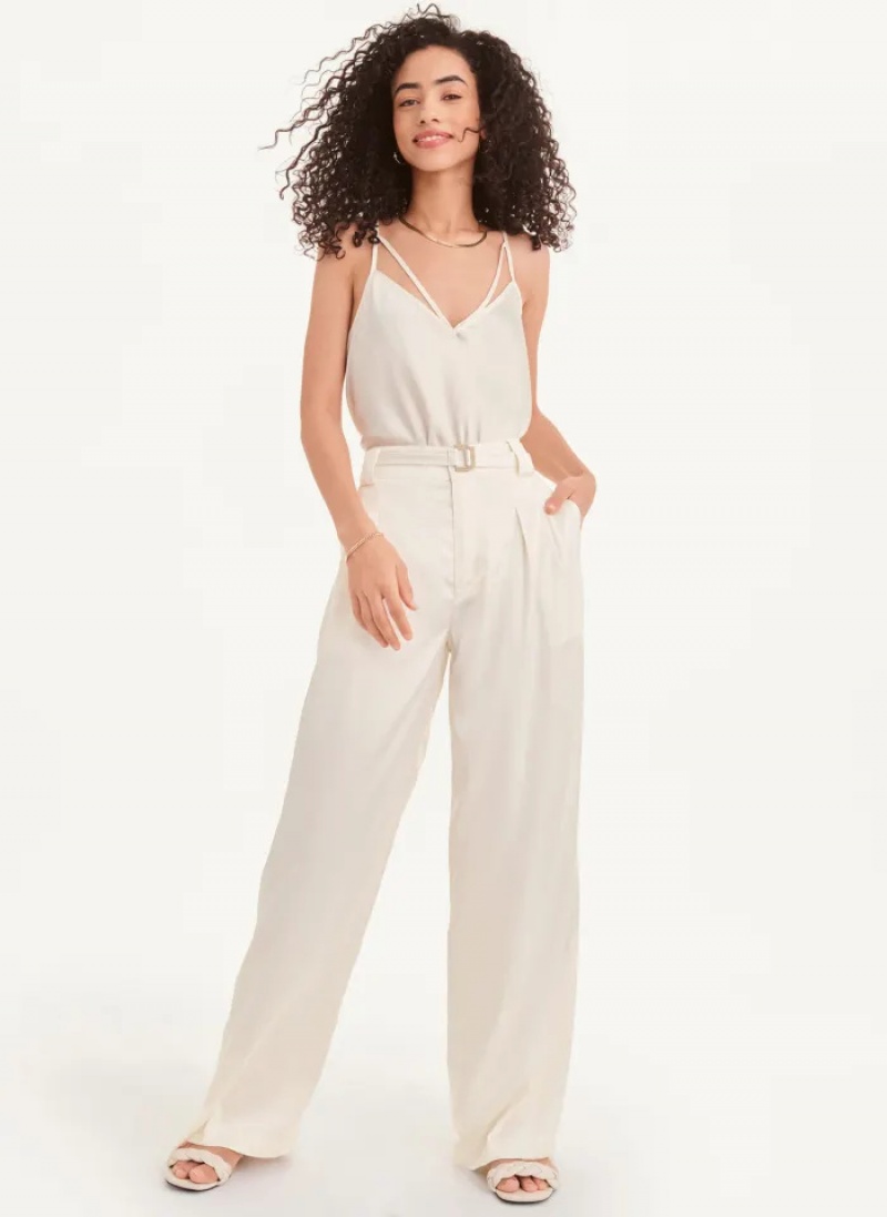 Ivory Women's Dkny Wide Leg Pants | 6035PRFTX