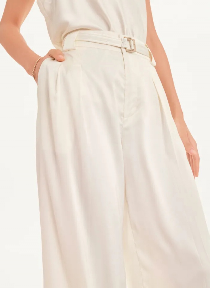 Ivory Women's Dkny Wide Leg Pants | 6035PRFTX