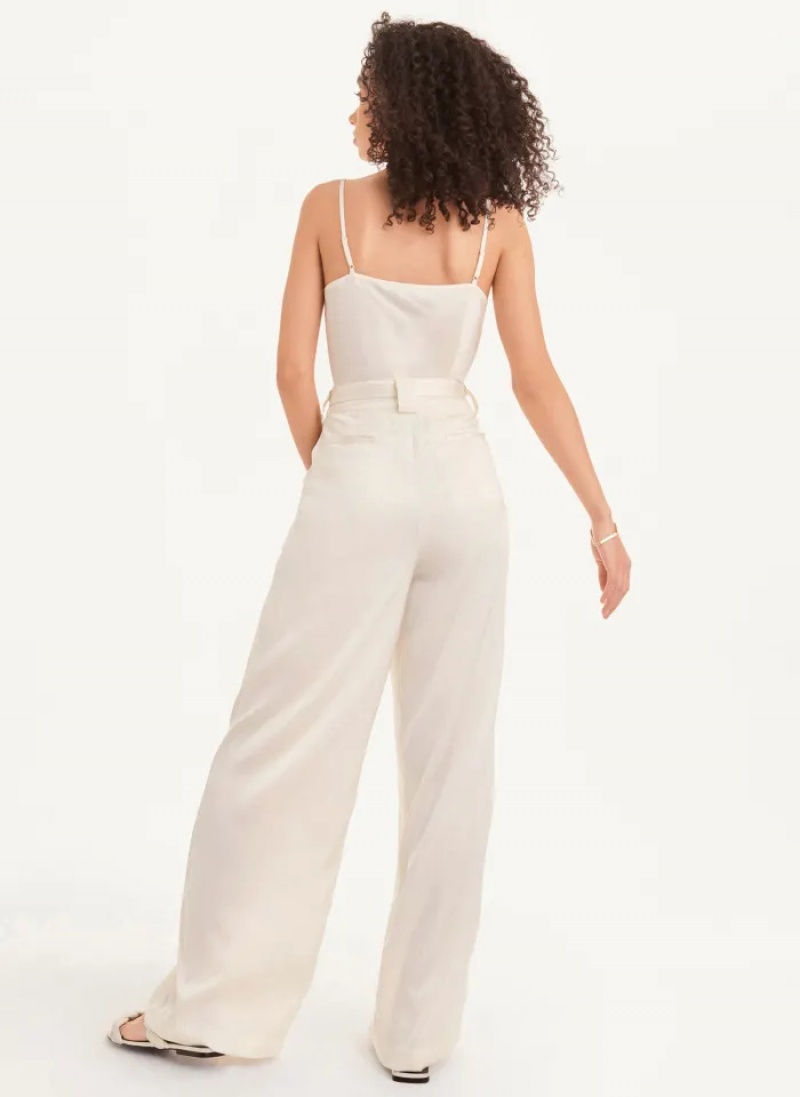 Ivory Women's Dkny Wide Leg Pants | 6035PRFTX