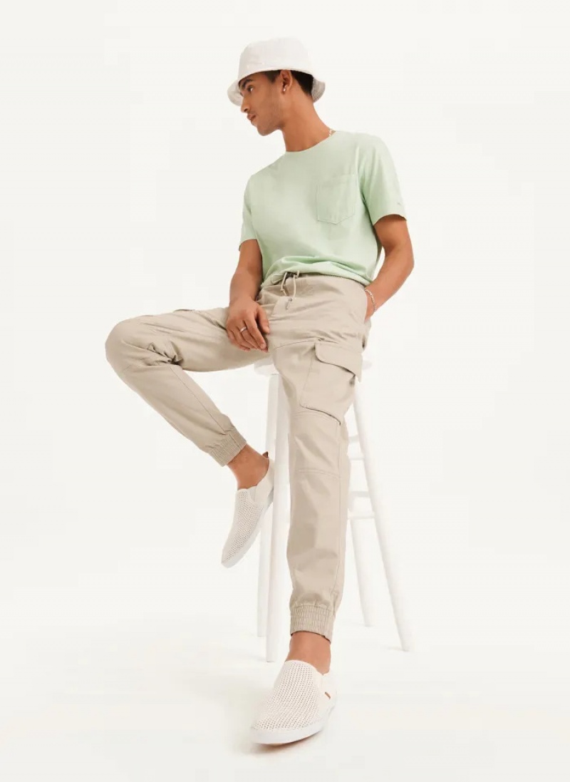 Khaki Men's Dkny Cargo Woven Jogger Pants | 9805RPFDC