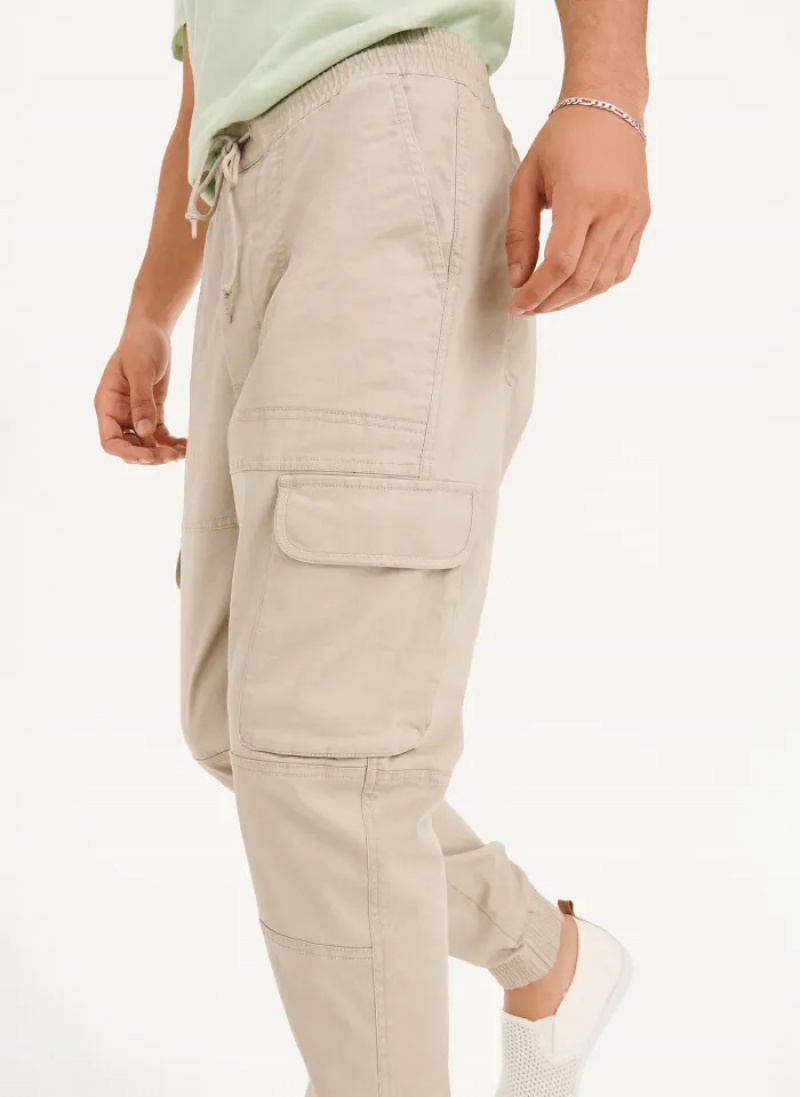 Khaki Men's Dkny Cargo Woven Jogger Pants | 9805RPFDC