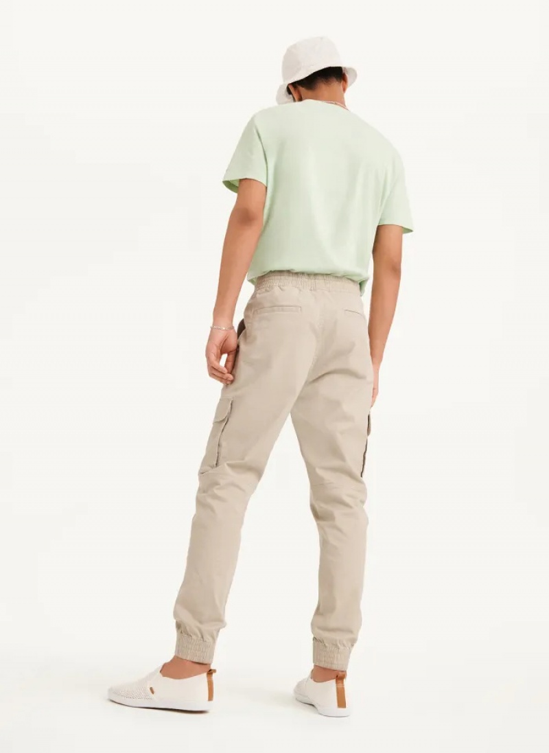 Khaki Men's Dkny Cargo Woven Jogger Pants | 9805RPFDC