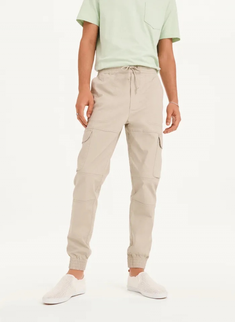 Khaki Men\'s Dkny Cargo Woven Jogger Pants | 9805RPFDC