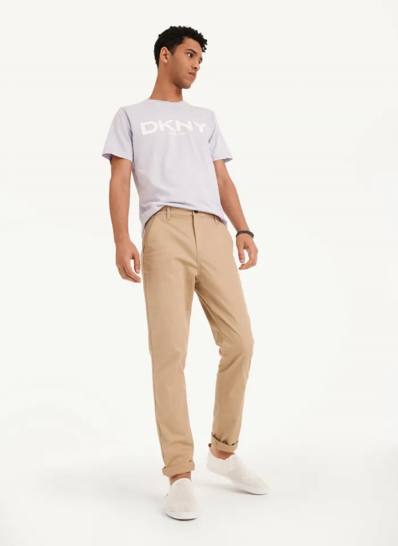 Khaki Men's Dkny Skinny Chino Pants | 4203KYVQS