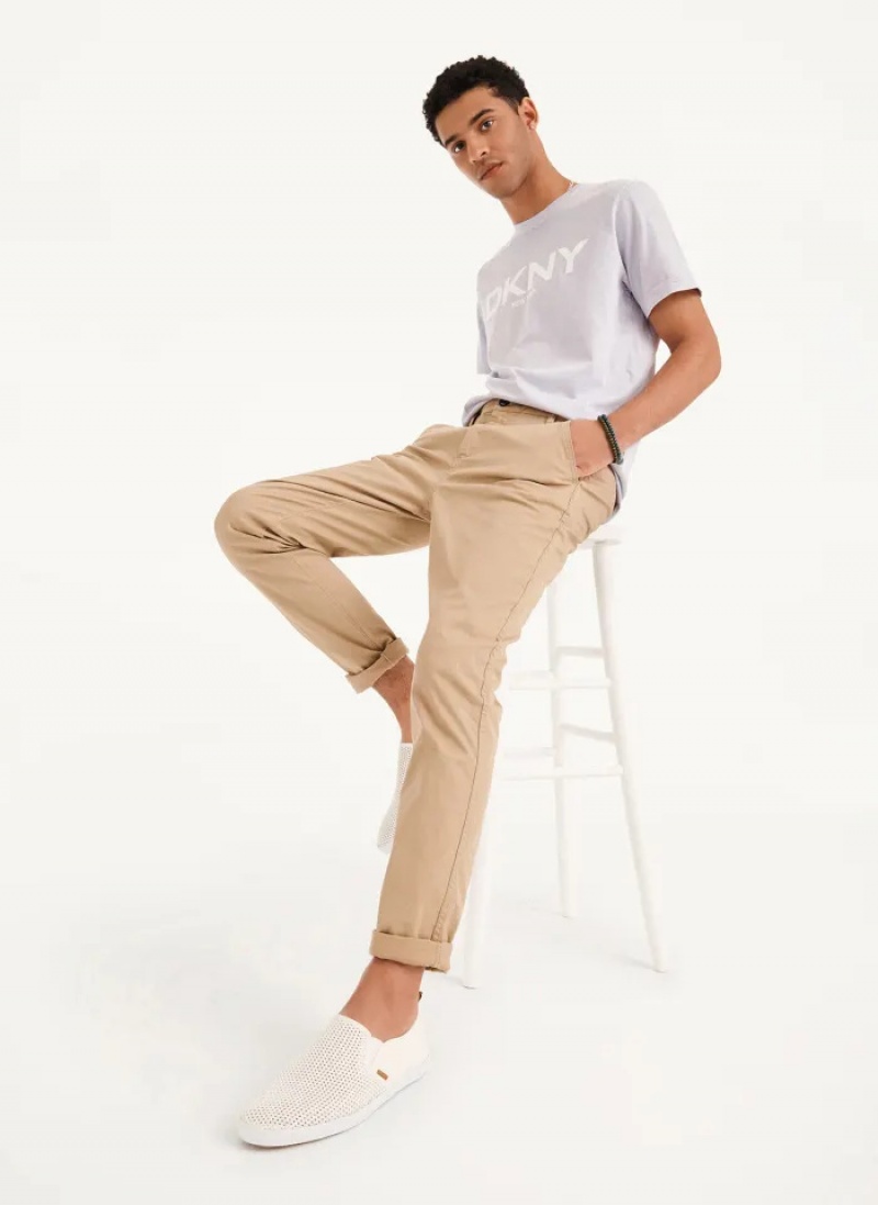 Khaki Men's Dkny Skinny Chino Pants | 4203KYVQS