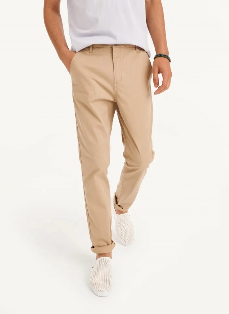 Khaki Men's Dkny Skinny Chino Pants | 4203KYVQS