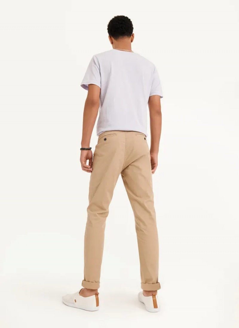 Khaki Men's Dkny Skinny Chino Pants | 4203KYVQS