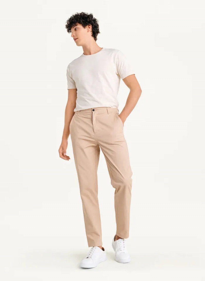 Khaki Men's Dkny Slim Chino Pants | 0893UVFNR