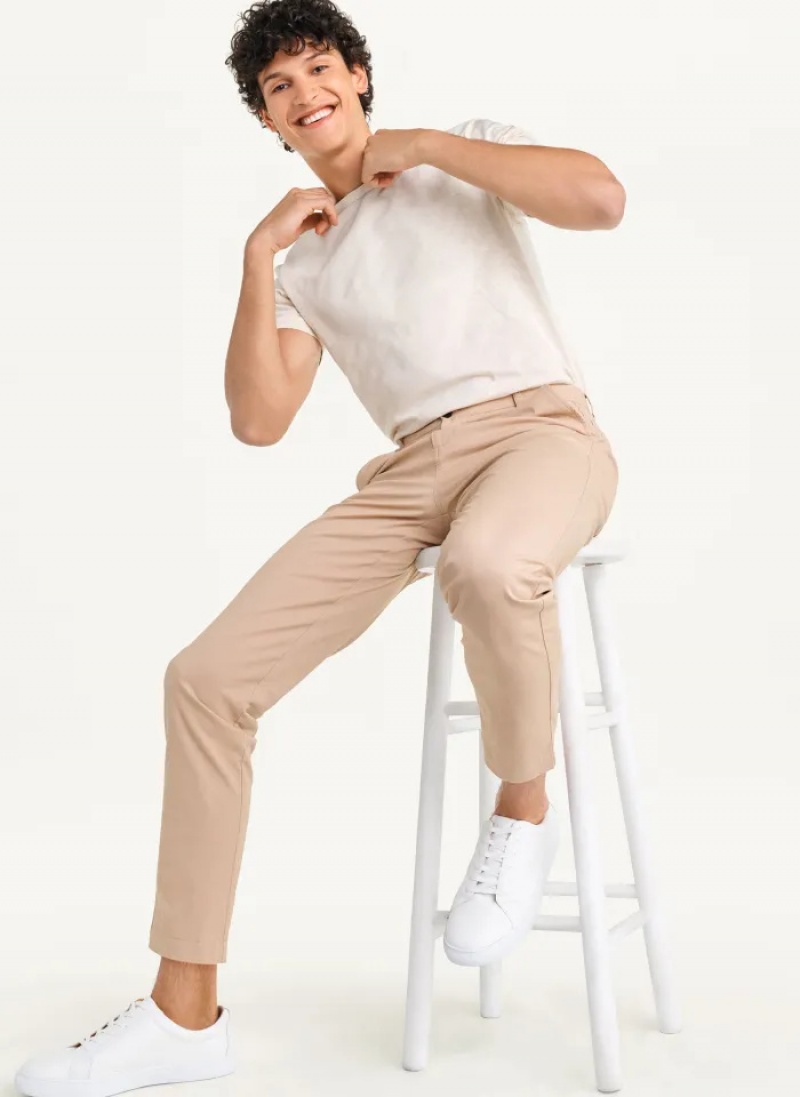 Khaki Men's Dkny Slim Chino Pants | 0893UVFNR