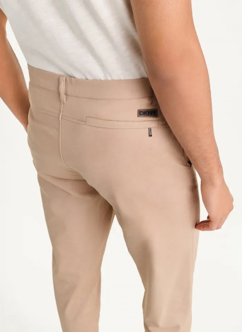 Khaki Men's Dkny Slim Chino Pants | 0893UVFNR