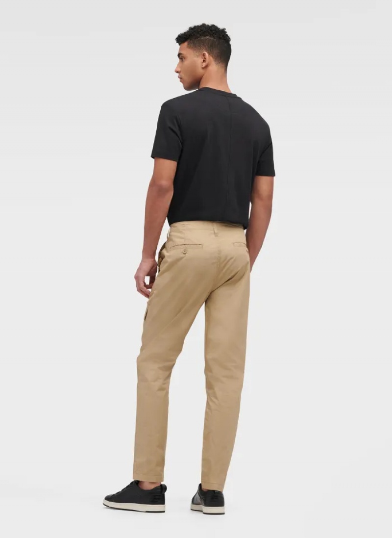 Khaki Men's Dkny Slim Fit Cargo Pants | 4918JNIRL