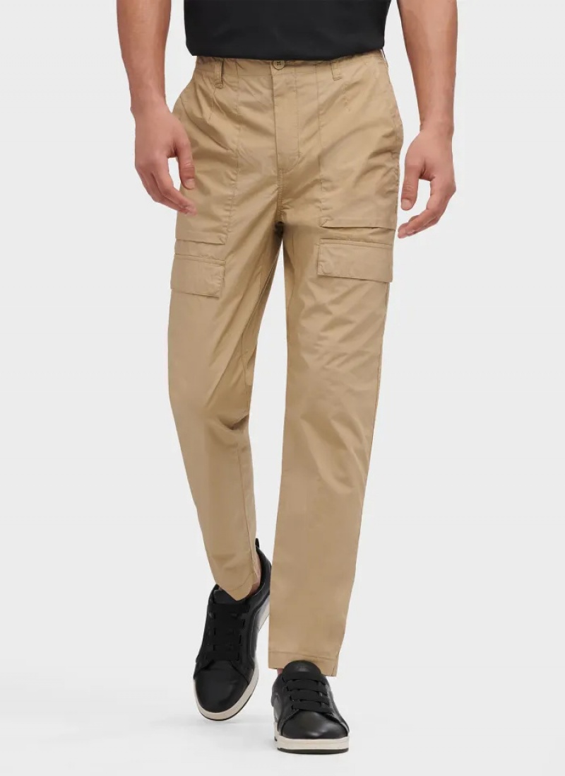 Khaki Men\'s Dkny Slim Fit Cargo Pants | 4918JNIRL