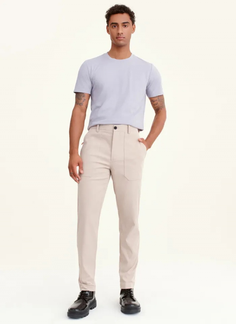 Khaki Men's Dkny Smart Fatigue Pants | 7380LJHPA