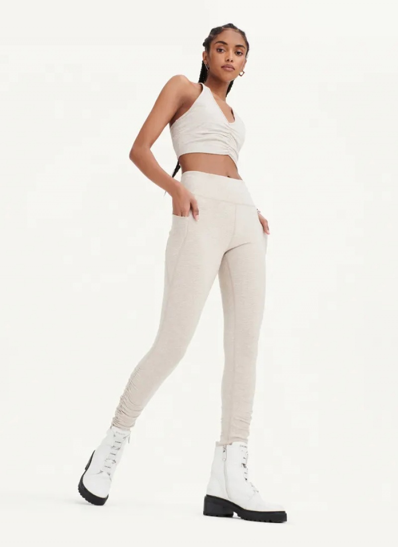 Latte Heather Women's Dkny High Waist Leggings | 6472HIGVF