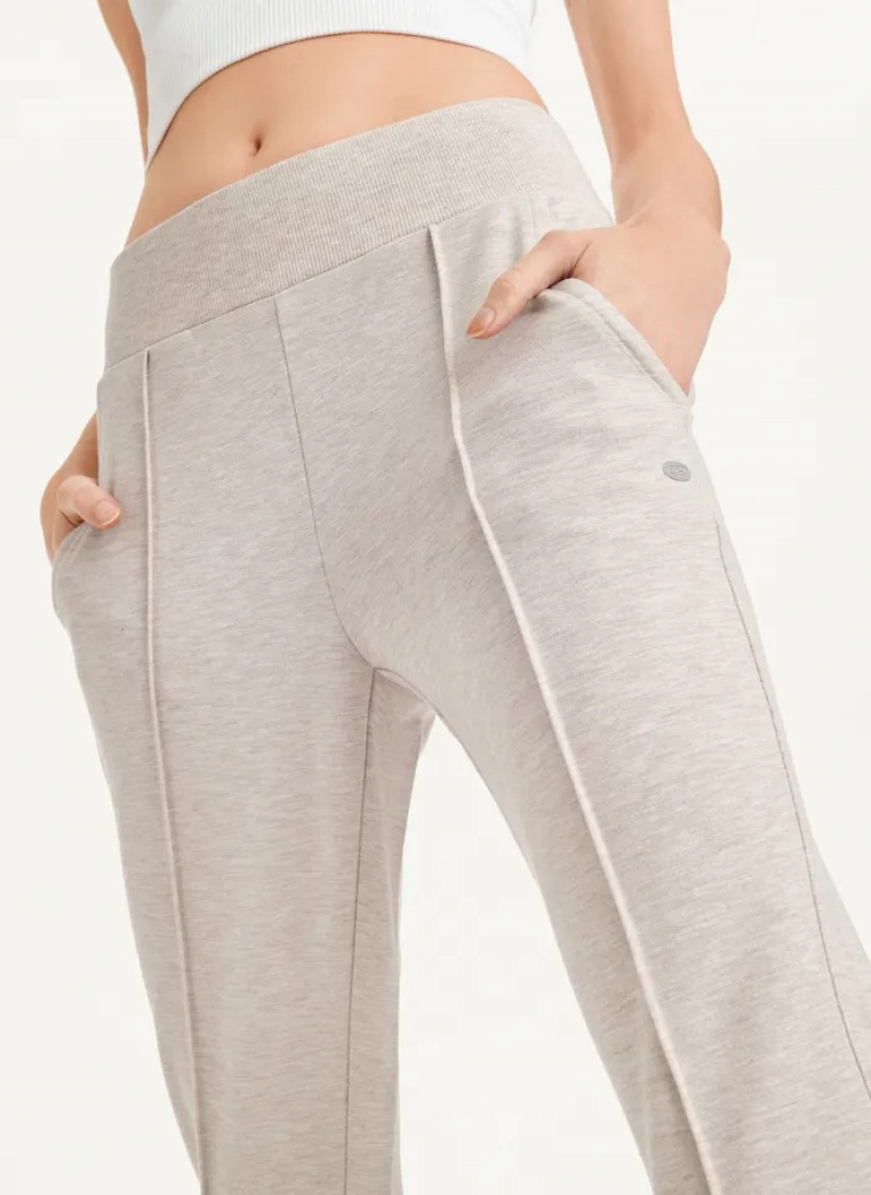 Latte Heather Women's Dkny Yoga Terry Pintuck Jogger Pants | 8356ZTSJU