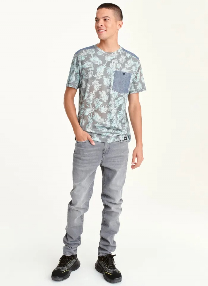 Mint Men's Dkny Palm Print Crew T Shirts | 3781YLFQI