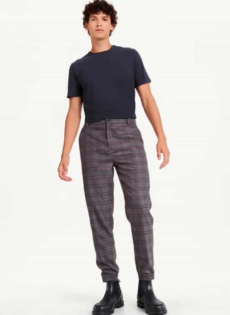 Multi Men's Dkny Plaid Jogger Pants | 9813MEUFX