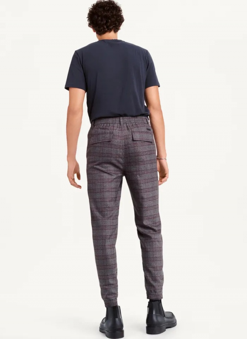 Multi Men's Dkny Plaid Jogger Pants | 9813MEUFX