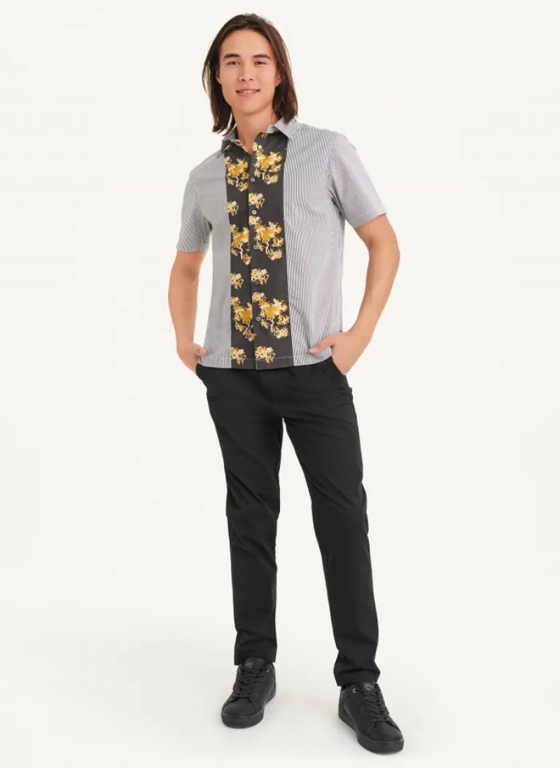 Multi Men's Dkny Stripe & Floral Panel Shirts | 2307DHXVZ