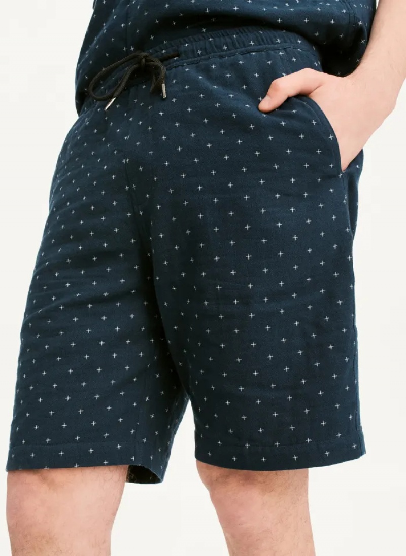 Navy Men\'s Dkny Jacquard Shorts | 6281UANVM