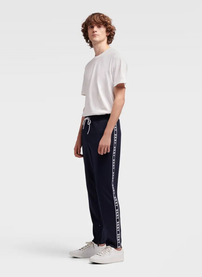 Navy Men's Dkny Retro Track Pants | 6410NGHXE