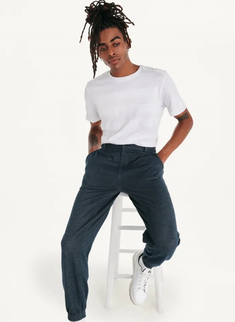 Navy Men's Dkny Twill Knit Jogger Pants | 4201SUCMY