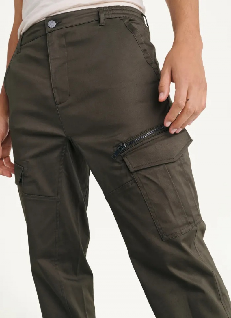 Olive Men's Dkny Cotton Sateen Jogger Pants | 9165MYADR