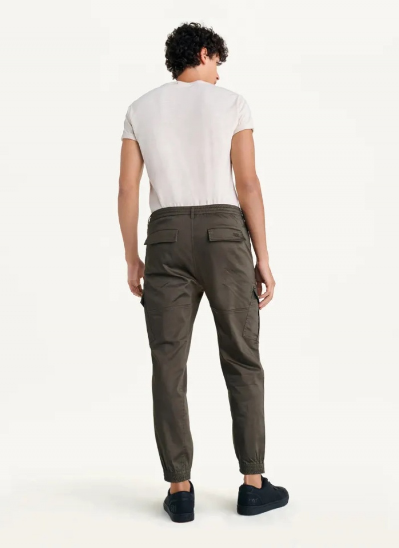 Olive Men's Dkny Cotton Sateen Jogger Pants | 9165MYADR