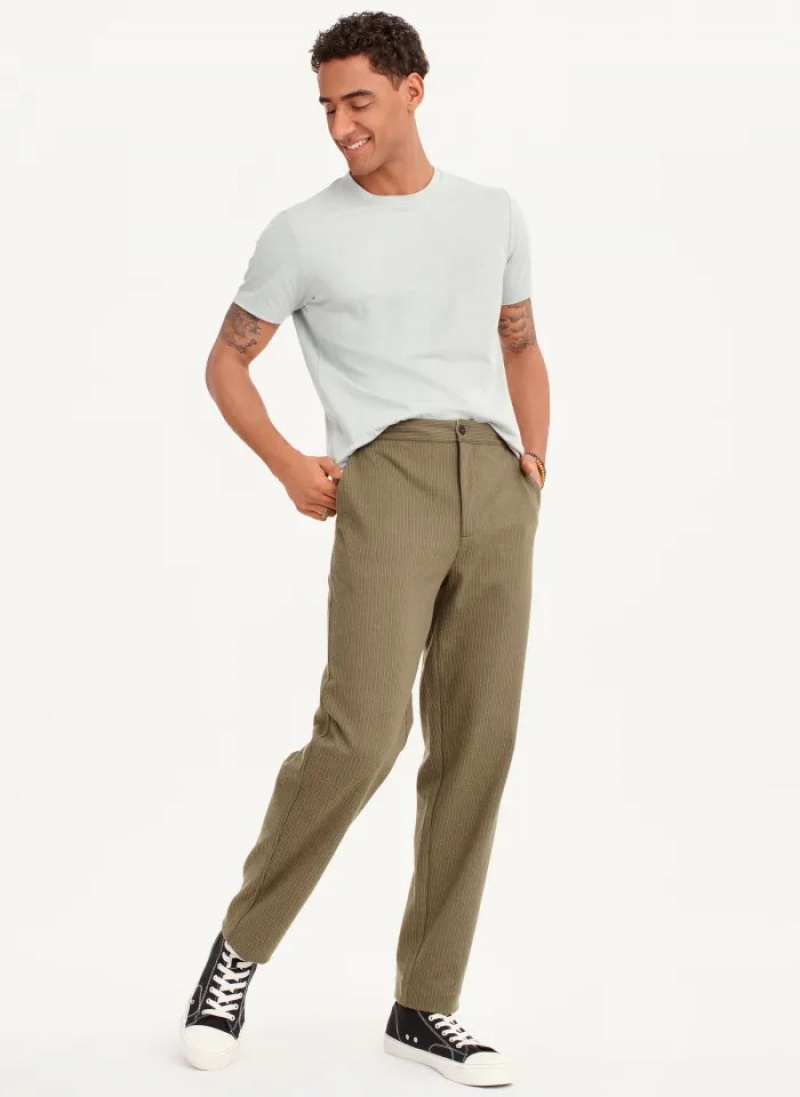 Olive Men's Dkny Knit Texture Pants | 0813TYWDU