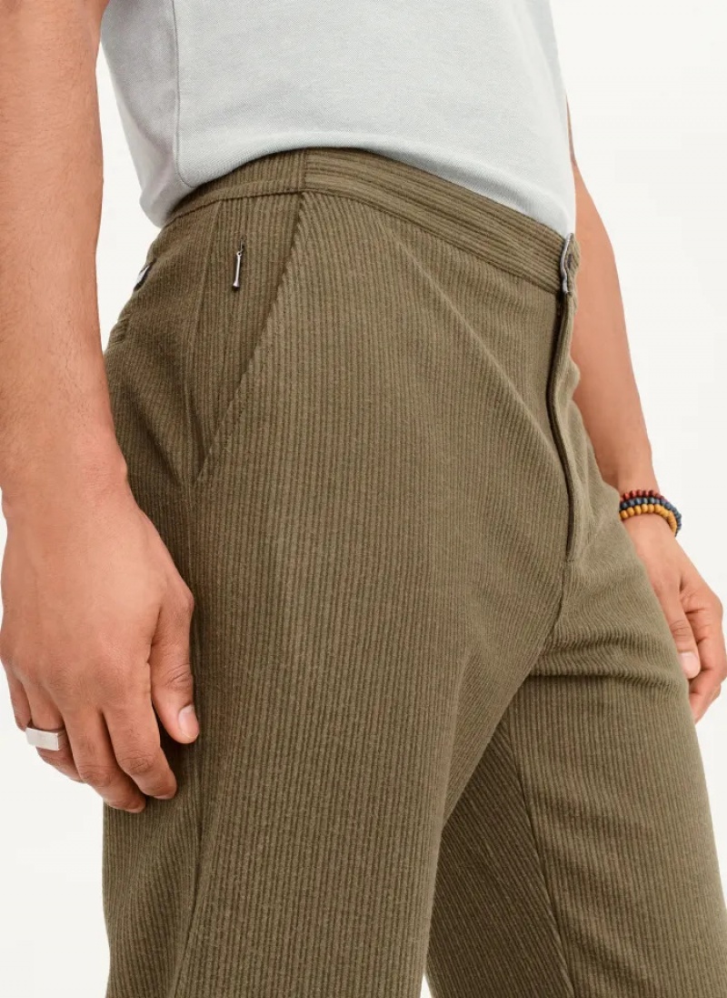 Olive Men's Dkny Knit Texture Pants | 0813TYWDU